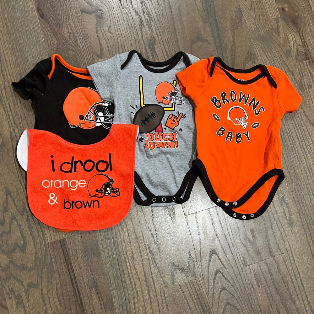 Lot of Cleveland Browns Bodysuits - Size 12 Months